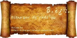 Biburger Örkény névjegykártya